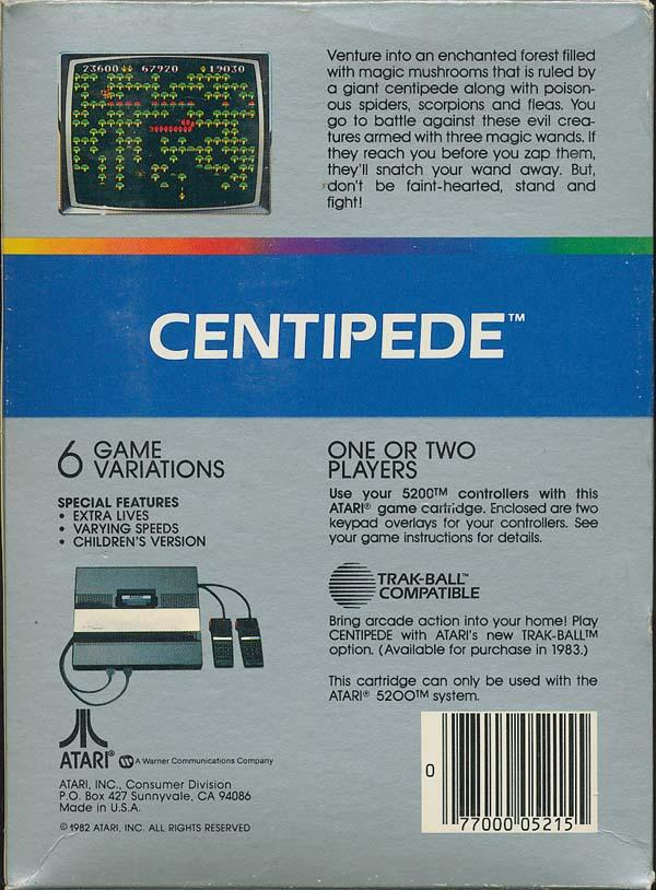Centipede (1982) (Atari) Box Scan - Back